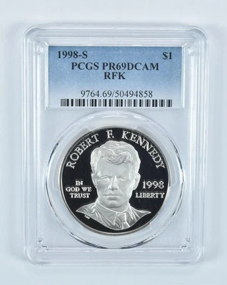 1998-S Robert F Kennedy Commemorative Dollar PR69 DCAM PCGS Blue Label *0029 - Image 1 of 4