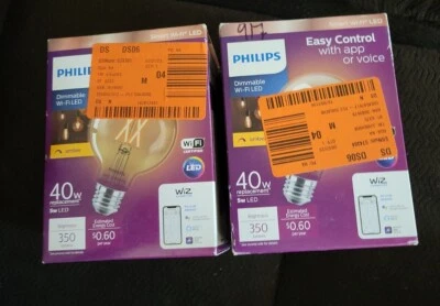2 Pk Philips 40W Equiv. LED Dimmable Smart Wi-Fi Wiz Connected Wireless In Amber - Image 1 of 4