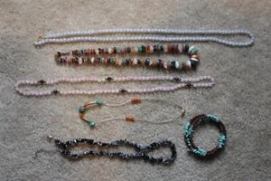 Lot Of 6 Necklaces Semi-Precious Stones Vintage to Now  - Picture 1 of 9