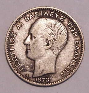 1873 Greece 1 Drachma Silver Nice Circulated Condition - Picture 1 of 2