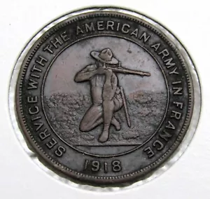 1918 Service American Army France Trust Lord Keep Powder Dry Eagle Token Medal - Picture 1 of 2