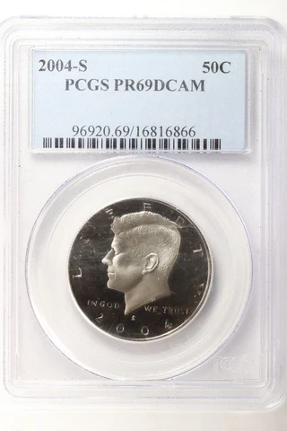 2004-S Kennedy Proof Half Dollar PCGS PR69 DCAM Deep Cameo 50c Cover