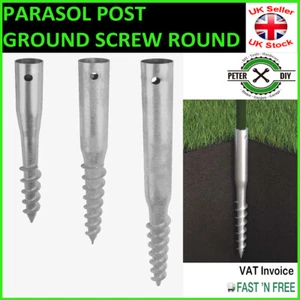 PARASOL POST Spike Fence Support GROUND SCREW Holder Anchor ROUND 55 or 65 mm - Picture 1 of 5