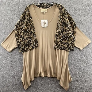 Antthony Originals Plus Size 2X Beige 2-Piece Blouse & Scarf Set - New With Tags - Picture 1 of 12