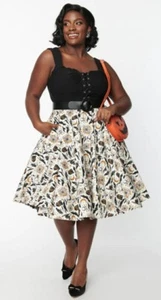 UNIQUE VINTAGE Spooky Halloween Circle Swing Skirt, 1X, 2X, XXL, Pockets *NEW!* - Picture 1 of 12