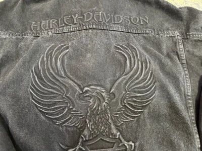 EMBOSSED HARLEY DAVIDSON MEN'S SIZE XXX-LARGE DENIM JACKET - Image 1 of 4