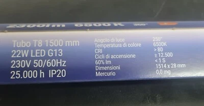 TUBO LINEARE A LED 1.50CM 22W LED LUCE 6500K MARCA REER - Immagine 1 di 2