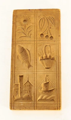 = 19th/20th C. Chocolate Candy Cookie Mold Carved Wood w. 6 Square Patterns - Image 1 of 4