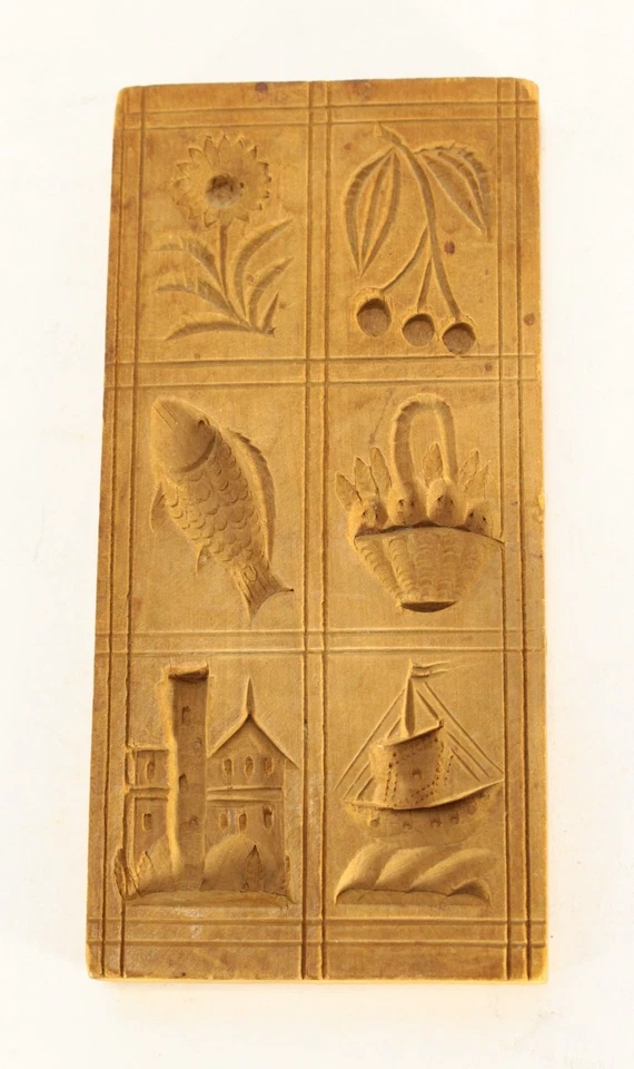 = 19th/20th C. Chocolate Candy Cookie Mold Carved Wood w. 6 Square Patterns - Image 1 of 4