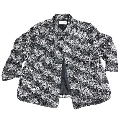 Куртка Alfred Dunner из искусственного меха черная серая Swirl размер 12 P гламурная роскошная мягкая - Изображение 1 из 4