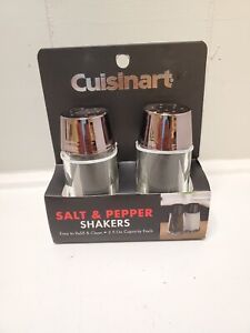 **NEW** Cuisinart Glass Salt and Pepper Shaker Set With Black Chrome Cap   2.5oz