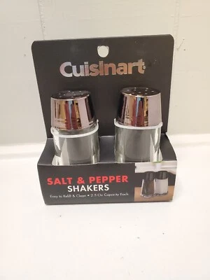**NUEVO** Juego de coctelera de sal y pimienta de vidrio Cuisinart con tapa cromada negra 2,5 oz Foto 1 de 3
