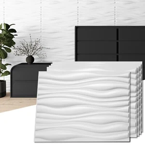Art3d 6 Pack 31.5" x 24.6" Water ripple three-dimensional wall panels,white - Picture 1 of 7