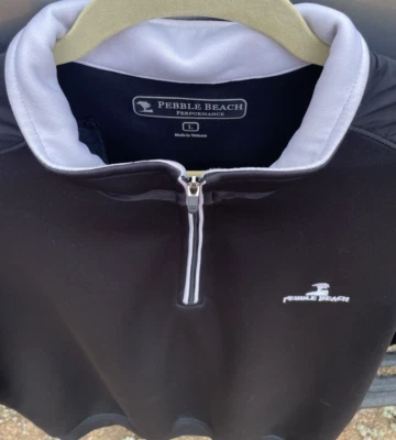 Chaleco de golf Pebble Beach Performance 1/4 cremallera cuello blanco negro para hombre talla grande Foto 1 de 4