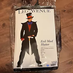 Leg Avenue 6pc Evil Mad Hatter Men Sz M/L Jacket w/hat, gloves, walking stick - Picture 1 of 15
