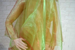 A132 (Per Yard) Green Red Iridescent 2 Tone Crystal Mirror Organza Sheer Fabric - Picture 1 of 7