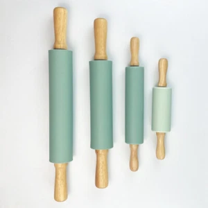 New Silicone Rolling Pin with wooden handle Non-stick Pin 4 sizes + 4 colours - Picture 1 of 13