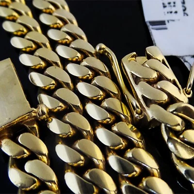 Men's 14K Yellow Gold Plated 316 Stainless Steel Miami Cuban Chain Necklace - Image 1 of 4