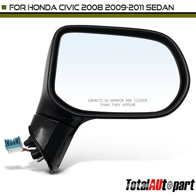 Espejo retrovisor derecho con ajuste eléctrico térmico plegable manual para Honda Civic 2008-2011 sedán Foto 1 de 4
