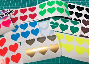 40 x Heart Shaped Colour Code Labels Sticky Self-Adhesive Vinyl Stickers 30mm - Picture 1 of 20