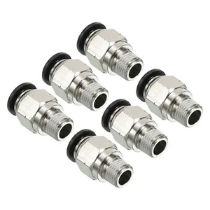 6Pcs Pneumatic Push to Connect Air Fittings 8mm x 1/8" NPT Male Thread Silver - Picture 1 of 6