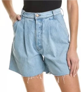 Mother SNACKS Fun Dip Shorts Just A Nibble Double Pleated Short Fray Denim Sz 27 - Picture 1 of 12