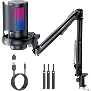 Gaming USB Mikrofon PC RGB Microphone Streaming Podcast Studio Kondensator Mic - Bild 1 von 14
