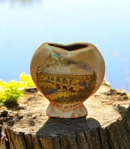 SOUVENIR vasetto porta fiori vintage anni 70 " pont de gard " francia , RARO - Imagen 1 de 7