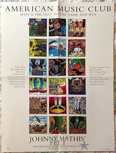 Póster promocional color American Music Club - Johnny Mathis' Feet (1993) 18" x 24" - Imagen 1 de 2