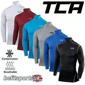 MENS COMPRESSION BASE-LAYER LONG SLEEVE TOP SKIN MOCK NECK TIGHT TCA MUSCLE GYM - Picture 1 of 37