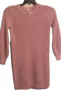 Oshkosh BGosh Little Girl Sz 7 Pink Metallic Shimmer Sweater Dress Cozy Ribbed - Picture 1 of 17