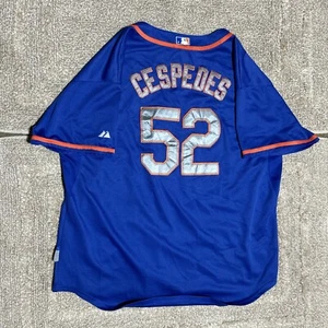 New York Mets Yoenis Cespedes #52 Majestic Blue Baseball Jersey Size 56 / 2XL - Picture 1 of 3