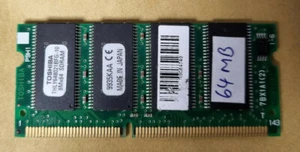 Toshiba 64MB SDR SDRAM 144 pin SO-DIMM PC100S latency CL2 laptop system memory - Picture 1 of 1