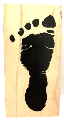 Footprint Silhouette Rubber Stamp Wood Mount Personal Stamp Exchange 1.5x3" - Image 1 of 3