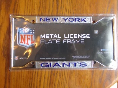 NEW YORK GIANTS "Metal License Plate Frame" Silver & Blue $20 New With Tags - Image 1 of 4