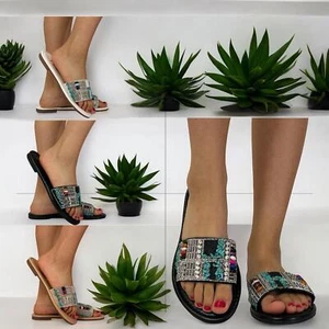 MUJER VERANO SLIP ON DESLIZADORES CON CUENTAS EN LA PARTE SUPERIOR - Imagen 1 de 10