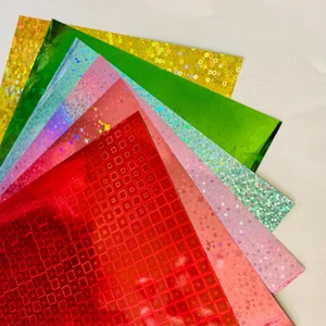 Assorted Holographic Sheets -deco Sheets -metallic film - glitter stars art foil - Picture 1 of 2