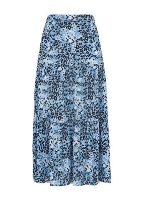 Whistles Hyena Spot Tiered Skirt UK 14 BNWT Blue Multi Midi Animal  RRP 89 Long - Image 1 of 4