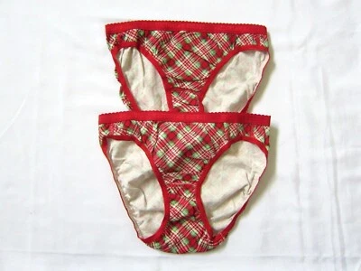 LOTE 2 BRAGAS DE BIKINI VINTAGE VICTORIA SECRET 100% ALGODÓN CINTURA GRUESA Foto 1 de 3