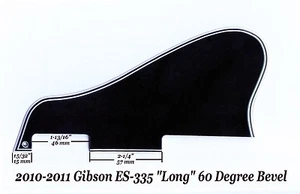 Gibson ES-335 LONG 2010-2011 Pickguard 5-Ply Blk W/Mount 60 Deg Guitar Project - Picture 1 of 6