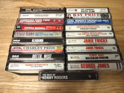 Vintage Country Cassette Tape Lot Of 19 Jones Fricke Cline Lynn Mandrell Gatlin Foto 1 de 4