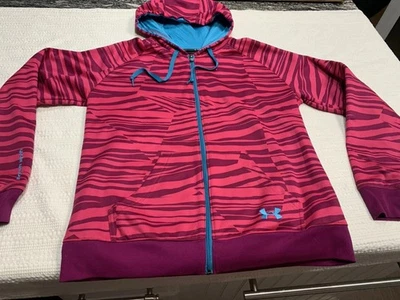 Under Armour Rosa Púrpura Rayas Mujer’s Cremallera Completa Sudadera con Capucha Atlética Mujer’s Grande Foto 1 de 4