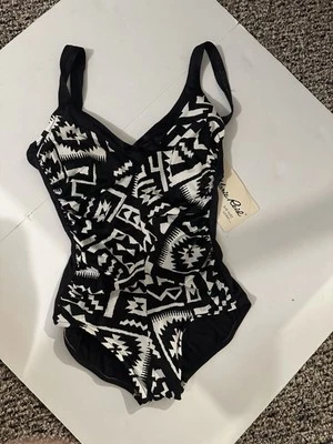 Nuevo con etiquetas Traje de baño Rose Marie Reid 10 de una pieza negro blanco tribal Unión de EE. UU. Foto 1 de 4