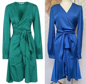 Neu mit Etikett Nouvelle SILK95 FIVE Ananda kurzes Wickelkleid Seide in TruBlue Größe L - Bild 1 von 18