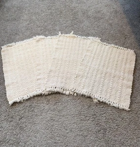 Handwoven Cotton Placemats Set Of 4 With Fringe Boho Diamond Natural Farmhouse - Picture 1 of 5