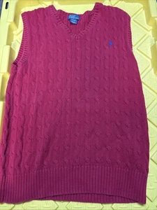 Ralph Lauren Polo Sweater Vest Mens Red Pony Knit Cotton Vintage Sleeveless XL - Picture 1 of 1