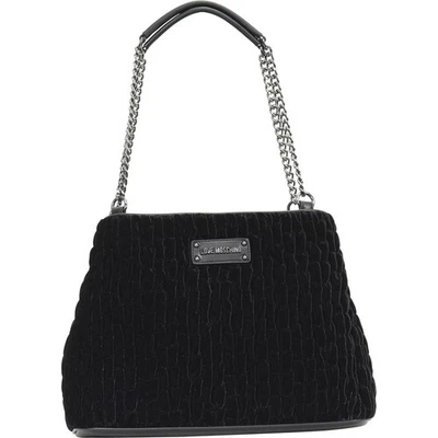 Bolso de mano Love Moschino para mujer negro de terciopelo recogido Foto 1 de 4