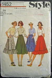 Vintage 1970s SKIRTS x4 Sewing Pattern W28"  Style #1452 Sz 14 - Picture 1 of 2