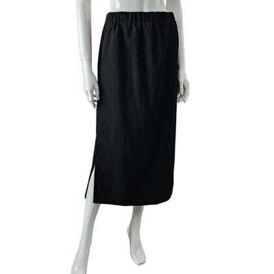 COS Wool Straight Maxi Black Skirt Size AU 12 14 Pockets Elastic Waist  - Image 1 of 4