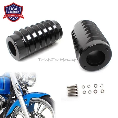 Cubierta deslizante de bota de horquilla superior negra viva de 2 piezas para Harley Heritage Softail Fat Boy Foto 1 de 4